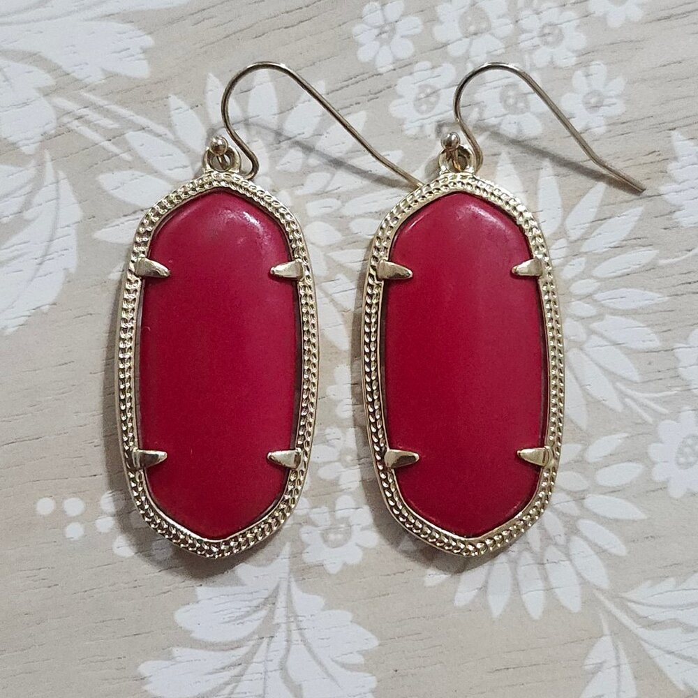 Kendra Scott Red Elle Gold Drop Earrings